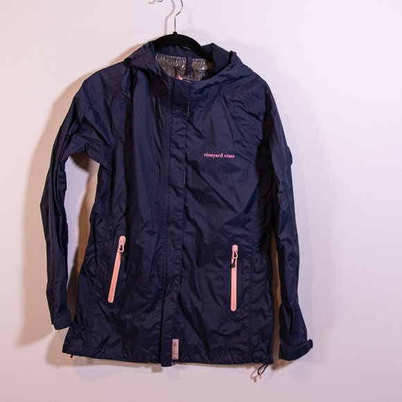 Vineyard Vines Women's Water Resistant Full Zip Hooded Jacket Windbreaker Blue S - Picture 1 of 4